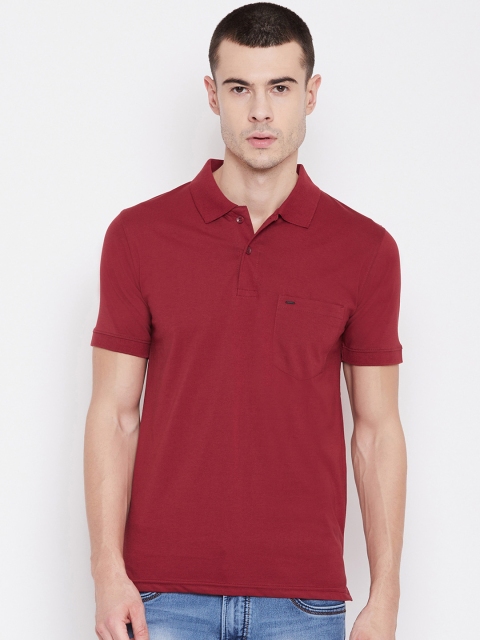 

Okane Men Maroon Solid Polo Collar T-shirt