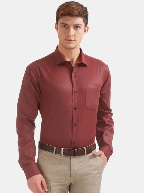 

Excalibur Men Rust Red Regular Fit Solid Formal Shirt