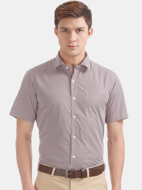 

Excalibur Men Red & White Regular Fit Checked Formal Shirt