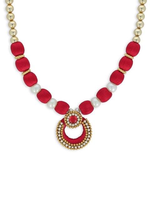 

AKSHARA Girls Red & Gold-Toned Handcrafted Necklace