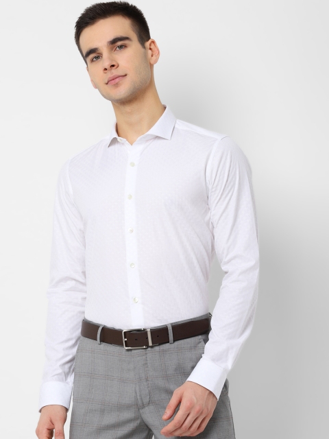 

SIMON CARTER LONDON Men White Regular Fit Self Design Formal Shirt