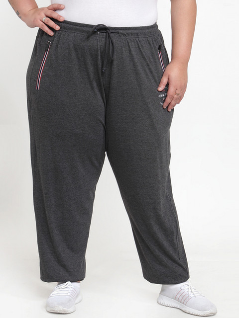 

plusS Women Grey Solid Straight-Fit Track Pants