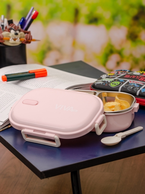 

VIVA h2o Pink Solid Stainless Steel Storage Box With Spoon