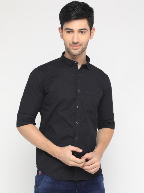 

WITH Men Black Slim Fit Solid Casual Shirt