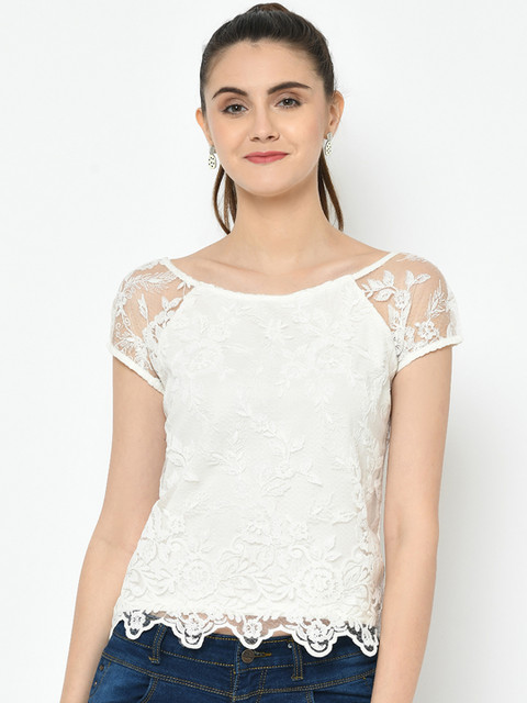 

Latin Quarters Women White Lace Top