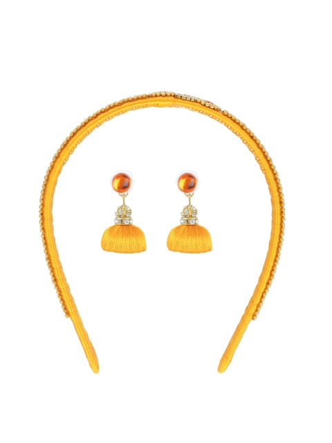 

AKSHARA Girls Gold-Toned Beaded Hair Accessory Set