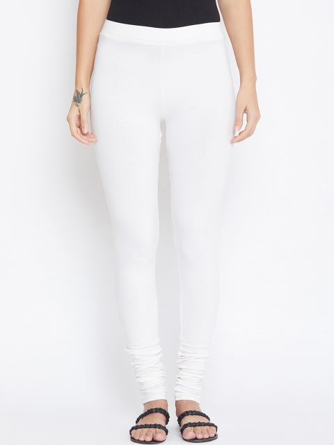 

ALIZA Women White Solid Churidar-Length Leggings