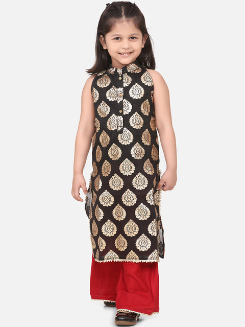 

LilPicks Girls Black & Red Printed Kurta with Palazzos