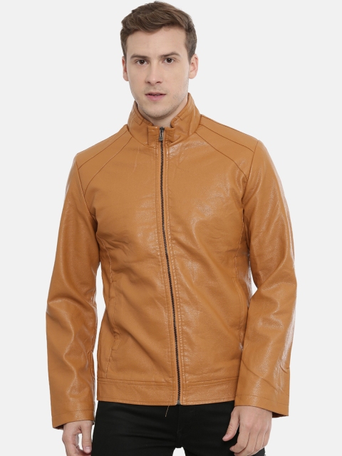 

SHOWOFF Men Tan Solid Water Resistant Biker Jacket