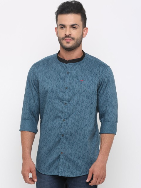 

WITH Men Blue Slim Fit Printed Casual Shirt