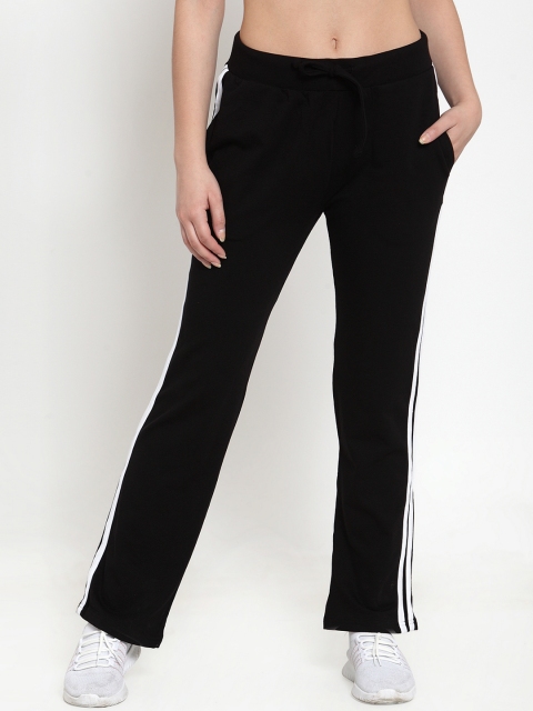 

BUKKUM Women Black Solid Track Pants