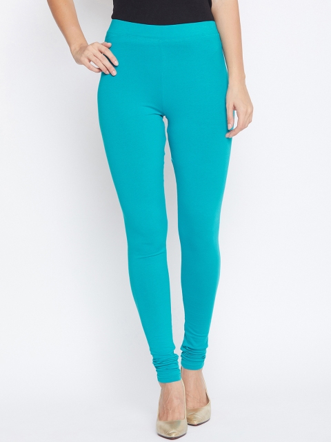 

ALIZA Women Turquoise Blue Solid Churidar-Length Leggings
