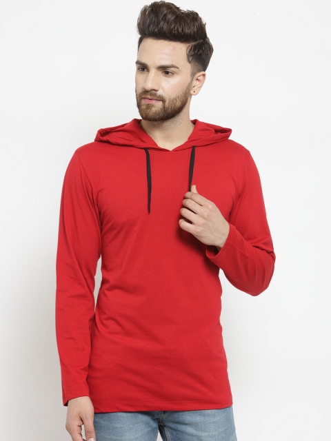 

Kalt Men Red Solid Hood T-shirt