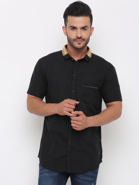 

WITH Men Black Slim Fit Solid Casual Shirt
