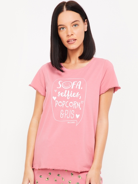 

Ginger by Lifestyle Women Pink Printed Lounge Tshirt