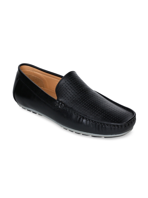 

Bruno Manetti Men Black Perforations Leather Loafers