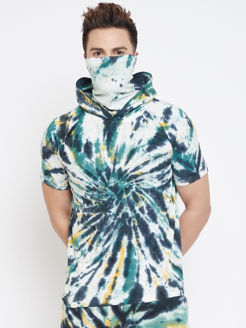 

FUGAZEE Men Multicoloured Dyed Hood T-shirt with Face Cover, Multi