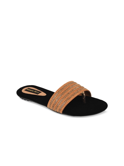 

WOMENS BERRY Women Gold-Toned Embellished One Toe Flats