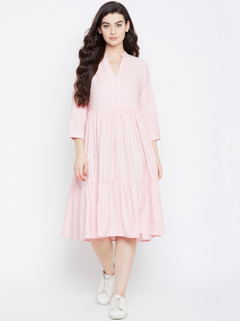 

Femella Women Pink Printed A-Line Dress