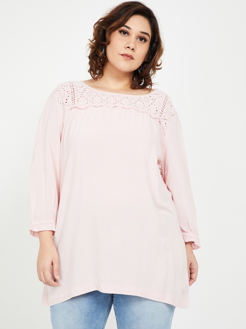 

nexus Plus Size Women Pink Solid Top