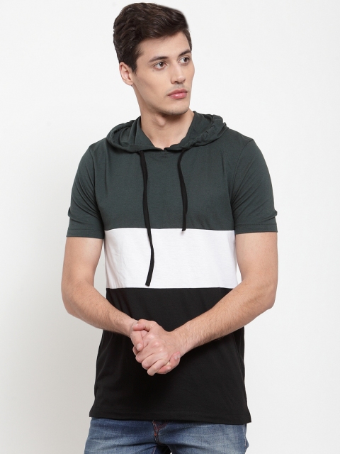 

Kalt Men Black Colourblocked Hood T-shirt