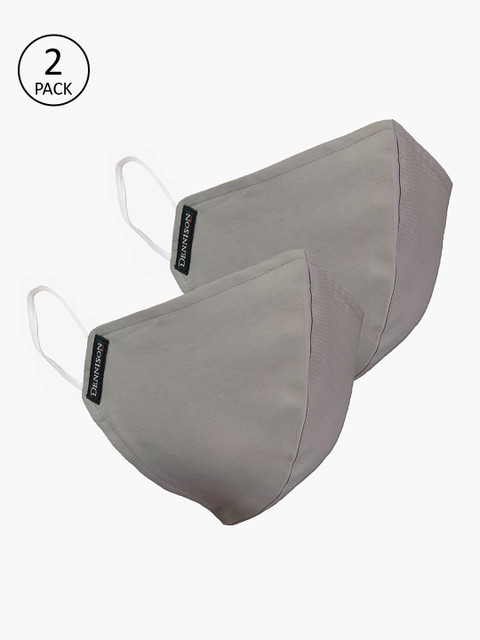 

DENNISON Unisex 2 Pcs Grey 2-Ply Water & Stain Repellent Reusable Protective Masks