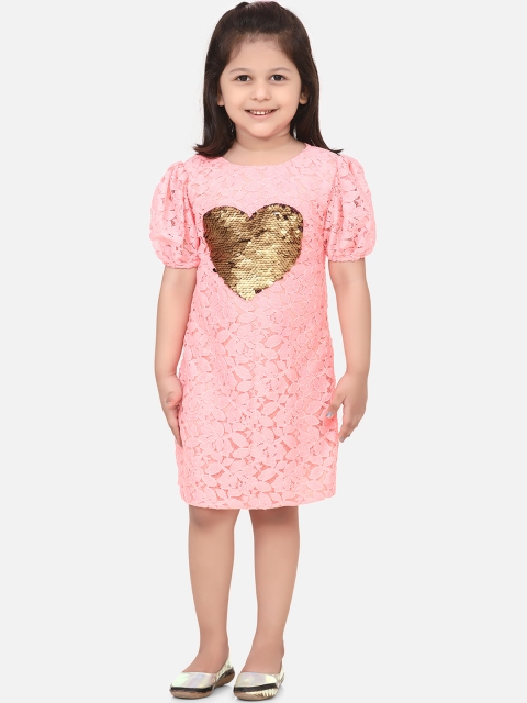 

LilPicks Girls Pink Embellished Bodycon Dress