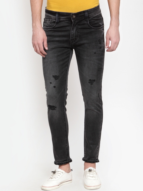 Rodamo Men Black Slim Fit Mid-Rise Mildly Distressed Stretchable Jeans