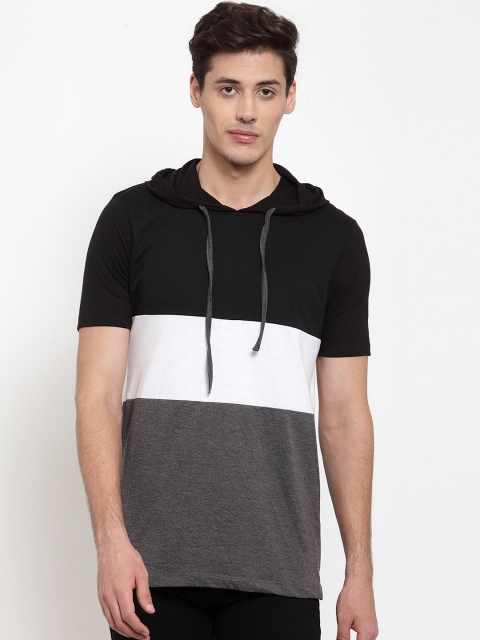 

Kalt Men Grey Colourblocked Hood T-shirt