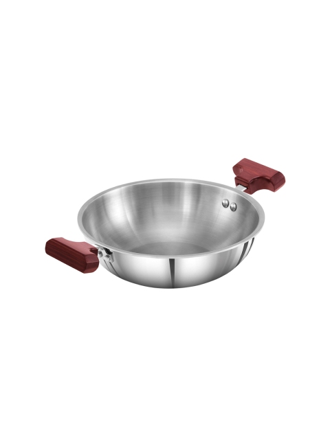 

Hawkins Silver & Maroon Tri-Ply Stainless Steel Deep Fry Pan