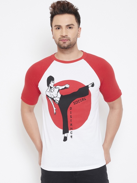 

FUGAZEE Men White & Red Printed Round Neck T-shirt