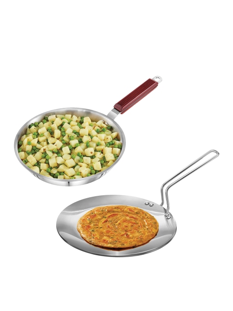 

Hawkins Silver-Toned & Brown Stainless Steel Tawa Frying Pan Cookware Set