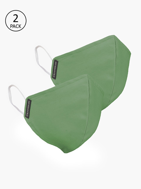 

Dennison Unisex Green Pack Of 2 2-Ply Water & Stain Repellent Reusable Cloth Masks