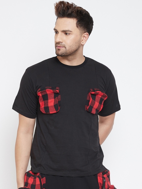 FUGAZEE Men Black Solid Round Neck T-shirt