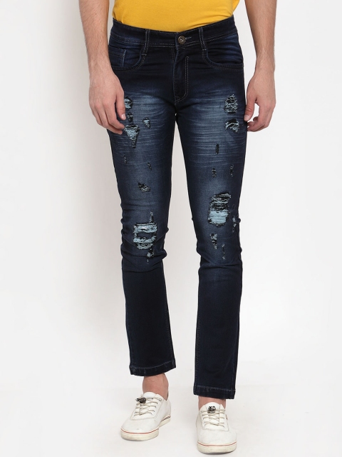 

Rodamo Men Blue Slim Fit Mid-Rise Highly Distressed Stretchable Jeans