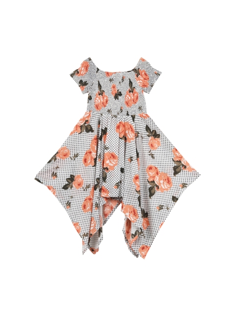 

Budding Bees Girls Multicoloured Printed Smocking Fit and Flare Dress, Multi