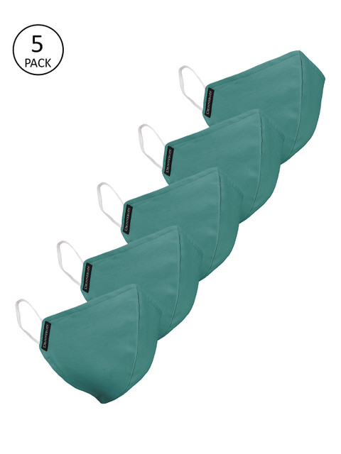 

DENNISON Unisex 5 Pcs Teal Blue 2-Ply Water & Stain Repellent Reusable Protective Masks