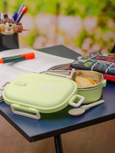 

VIVA h2o Green Solid Stainless Steel Storage Box With Spoon