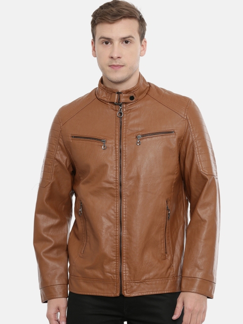 

SHOWOFF Men Coffee Brown Solid Water Resistant Biker Jacket