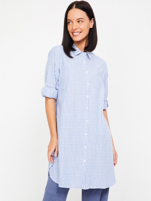 

Ginger by Lifestyle Women Blue & White Striped Sleep Shirt
