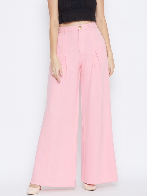 

DODO & MOA Women Pink Regular Fit Solid Bootcut Trousers