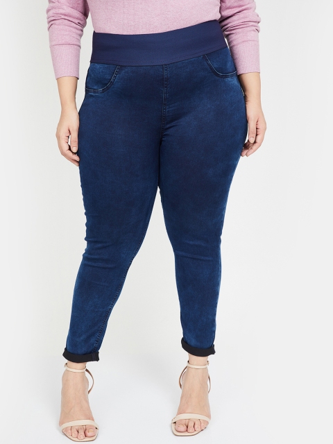 

nexus Plus Size Women Blue Regular Fit Solid Regular Trousers