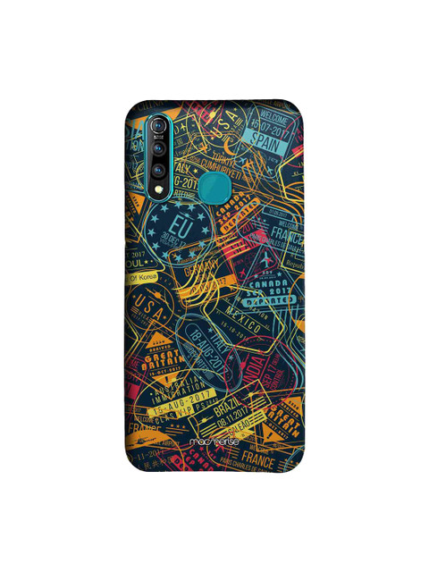

macmerise Teal Blue & Orange Immigration Stamps Neon Printed Vivo Z1 Pro Case