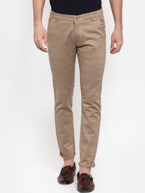 

Rodamo Men Brown Slim Fit Striped Regular Trousers