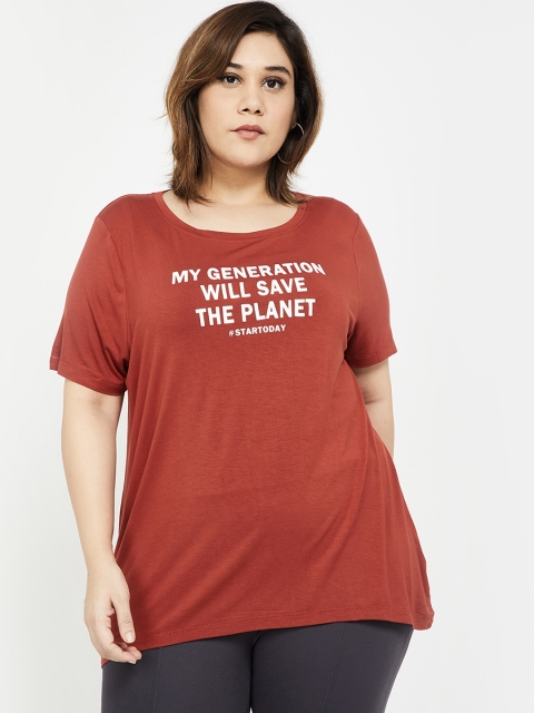 

nexus Plus Size Women Rust Red Printed Top