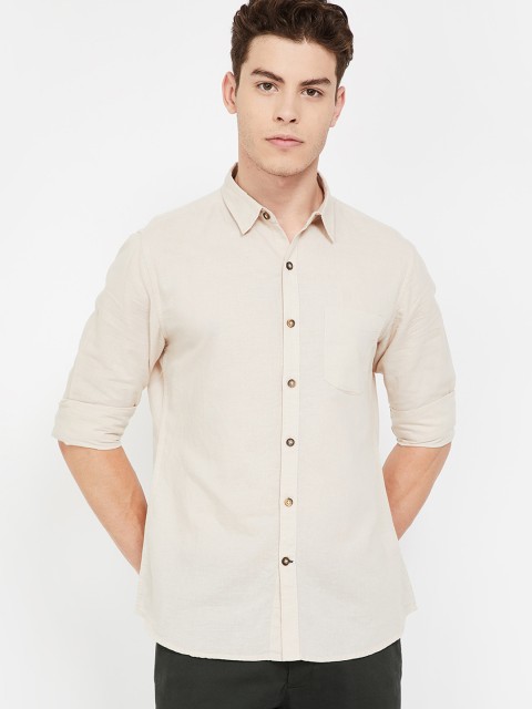 

Fame Forever by Lifestyle Men Beige Slim Fit Solid Casual Shirt