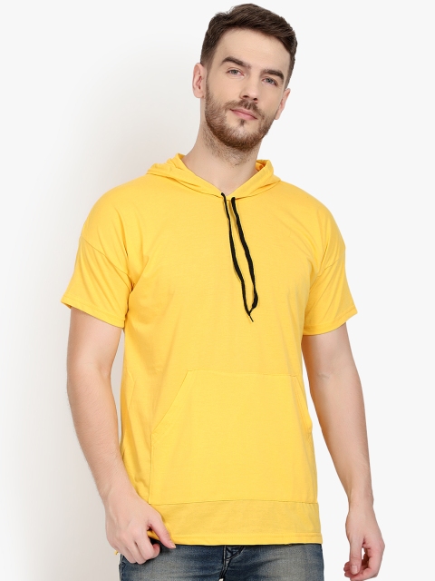 

PAUSE SPORT Men Yellow Solid Slim Fit Round Neck T-shirt