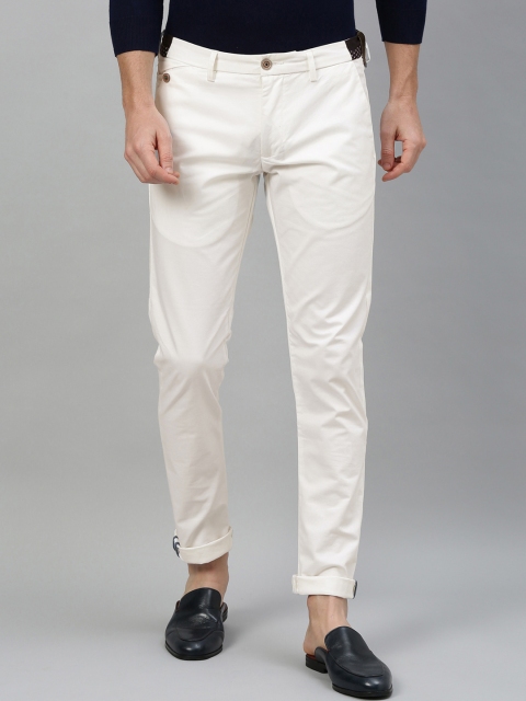 

RARE RABBIT Men Off-White Regular Fit Solid Regular Trousers