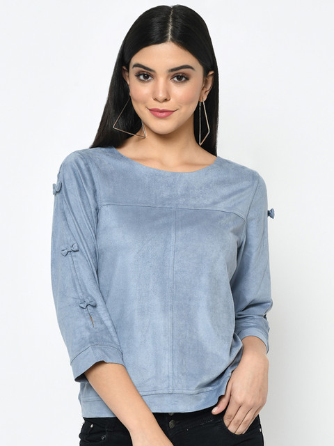 

Latin Quarters Women Blue Solid Top