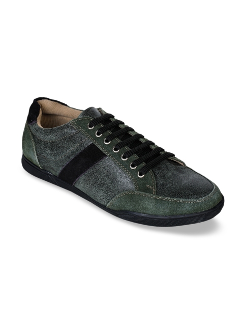 

Bruno Manetti Men Green Leather Sneakers